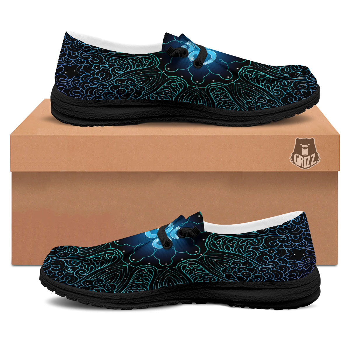 Om Psychedelic Print Black Loafers-grizzshop