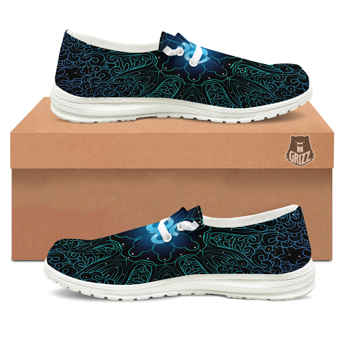 Om Psychedelic Print Black Loafers-grizzshop