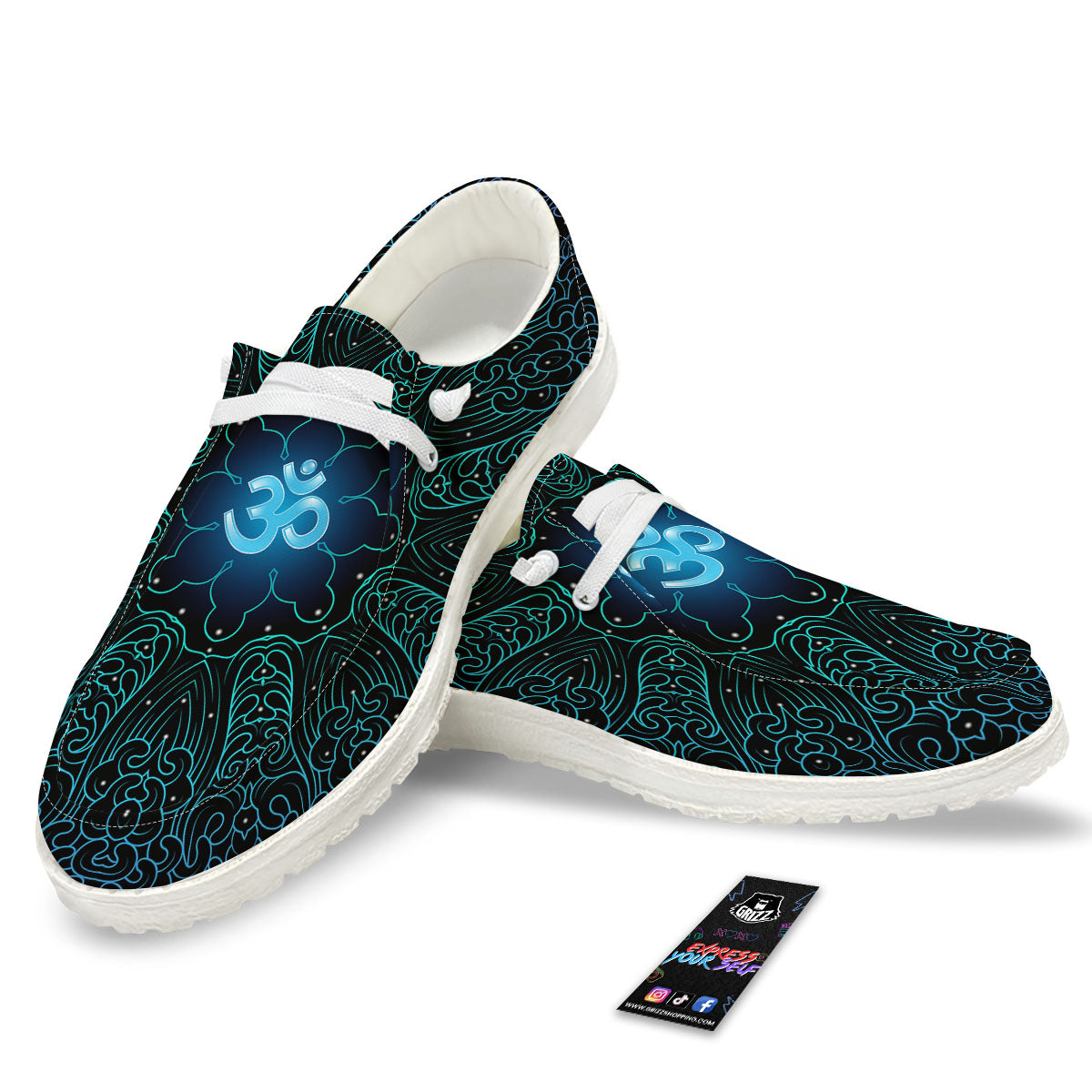 Om Psychedelic Print Black Loafers-grizzshop