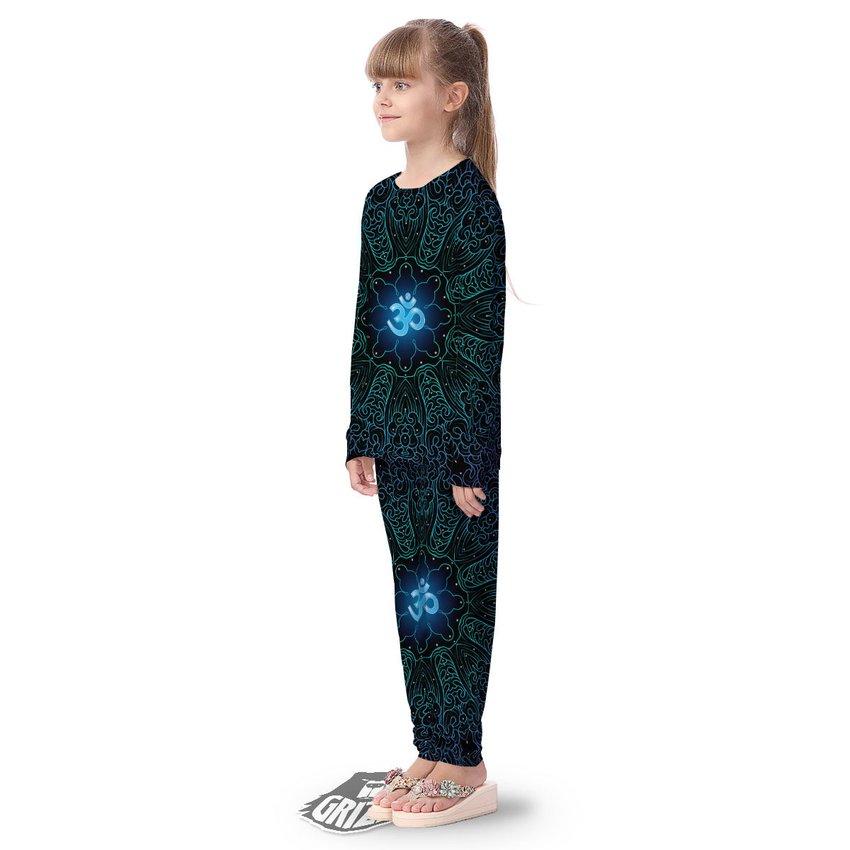 Om Psychedelic Print Kid's Pajamas-grizzshop
