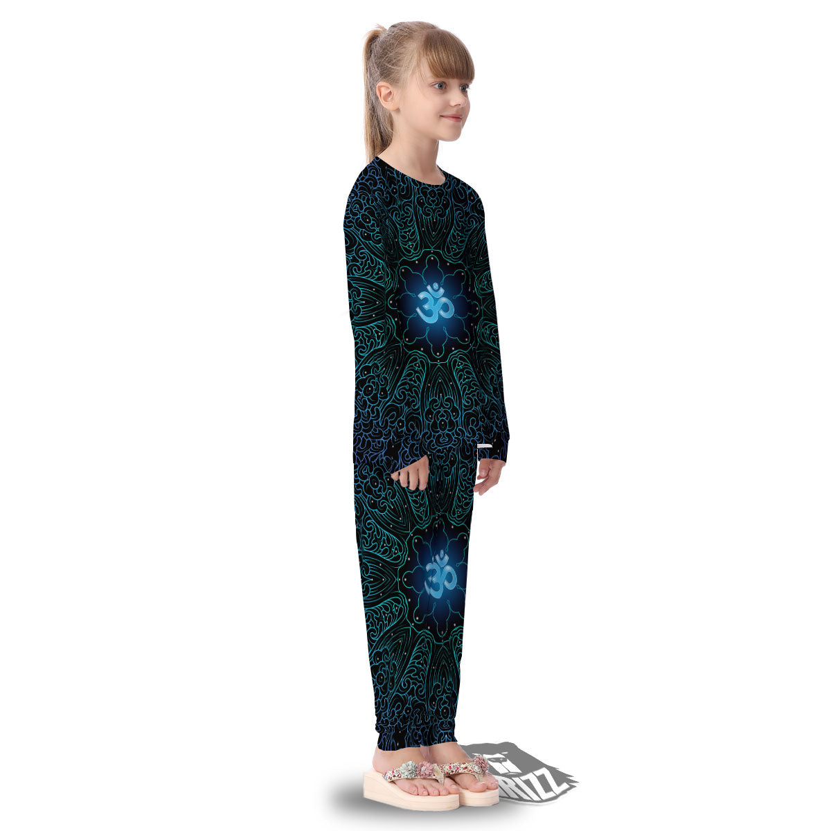 Om Psychedelic Print Kid's Pajamas-grizzshop