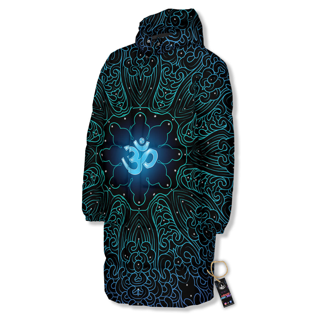 Om Psychedelic Print Long Down Jacket-grizzshop