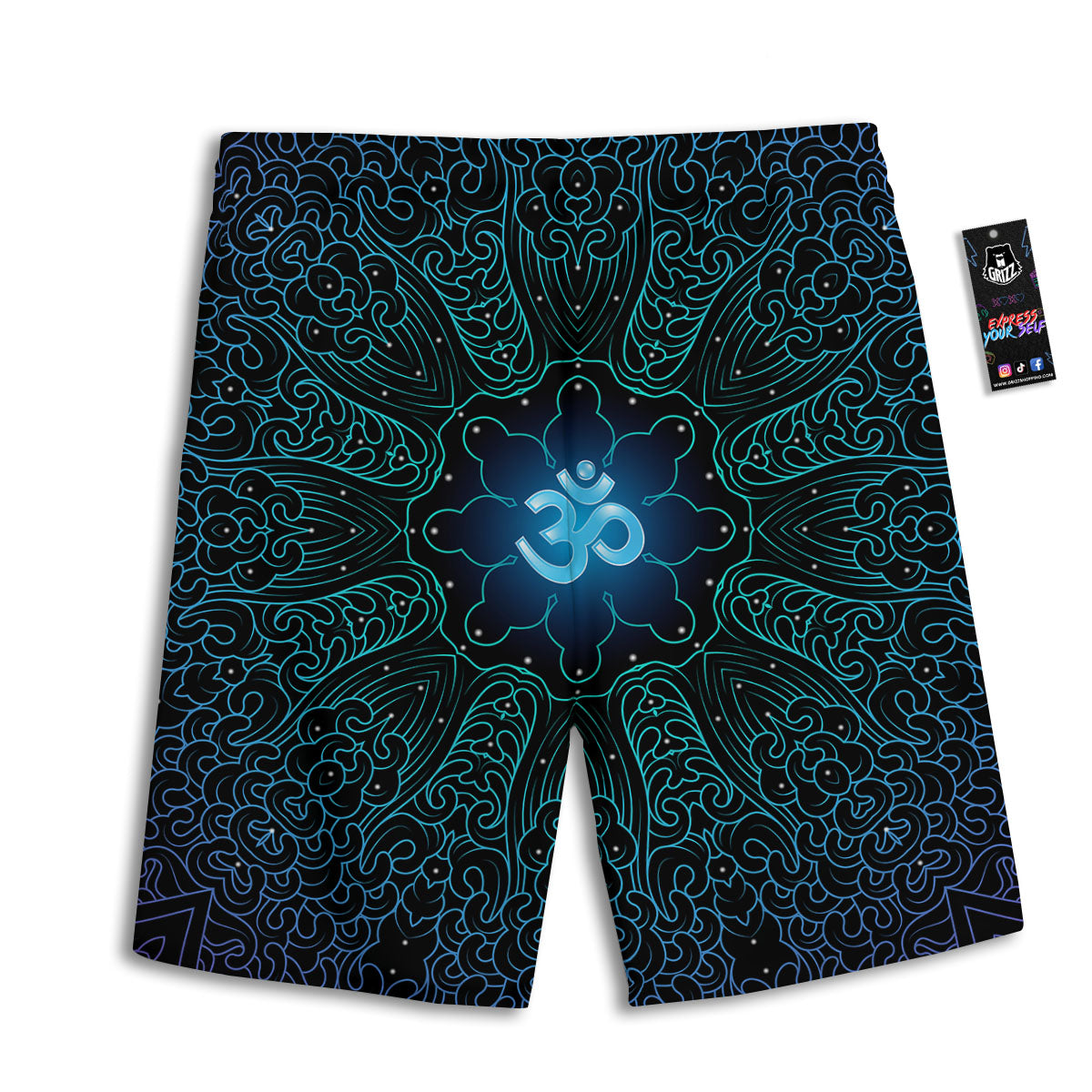 Om Psychedelic Print Men's Athletic Shorts
