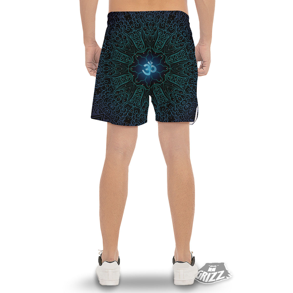 Om Psychedelic Print Men's Gym Shorts-grizzshop