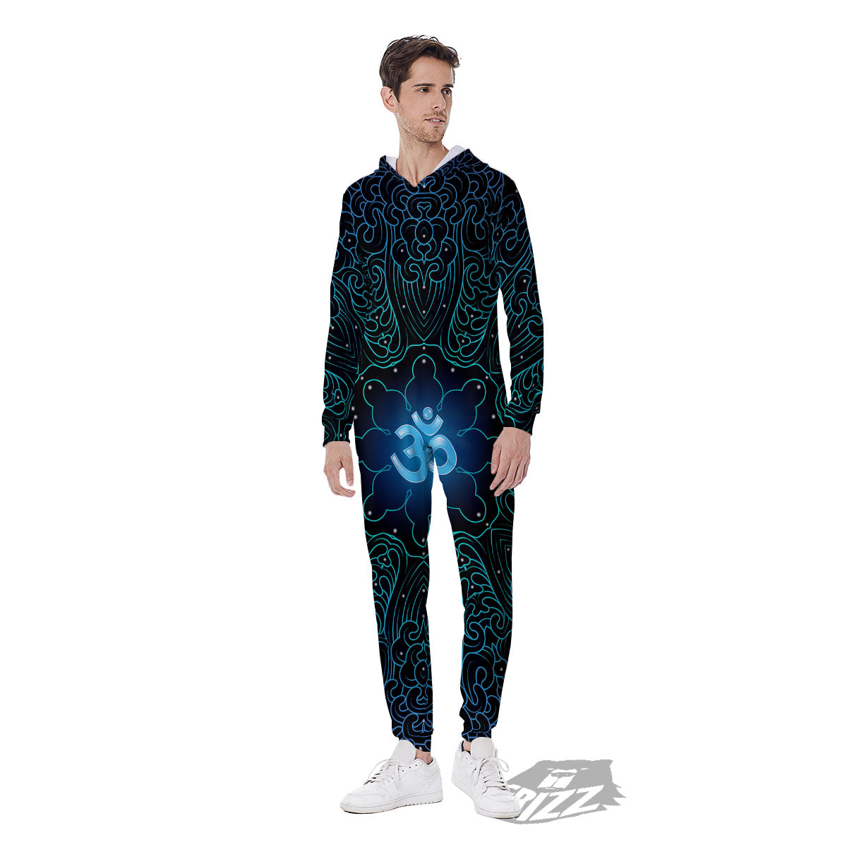 Om Psychedelic Print Men's Jumpsuit-grizzshop