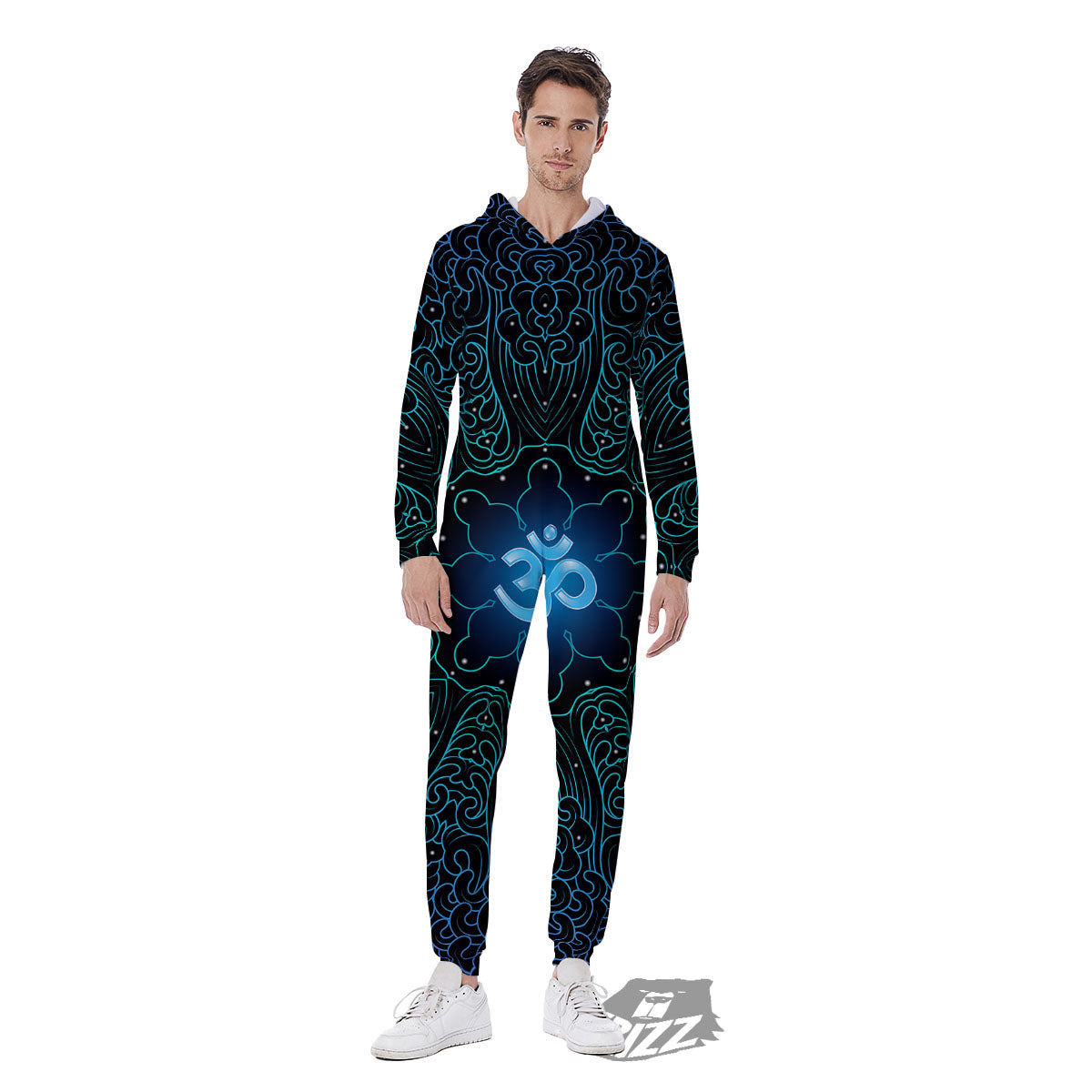 Om Psychedelic Print Men's Jumpsuit-grizzshop