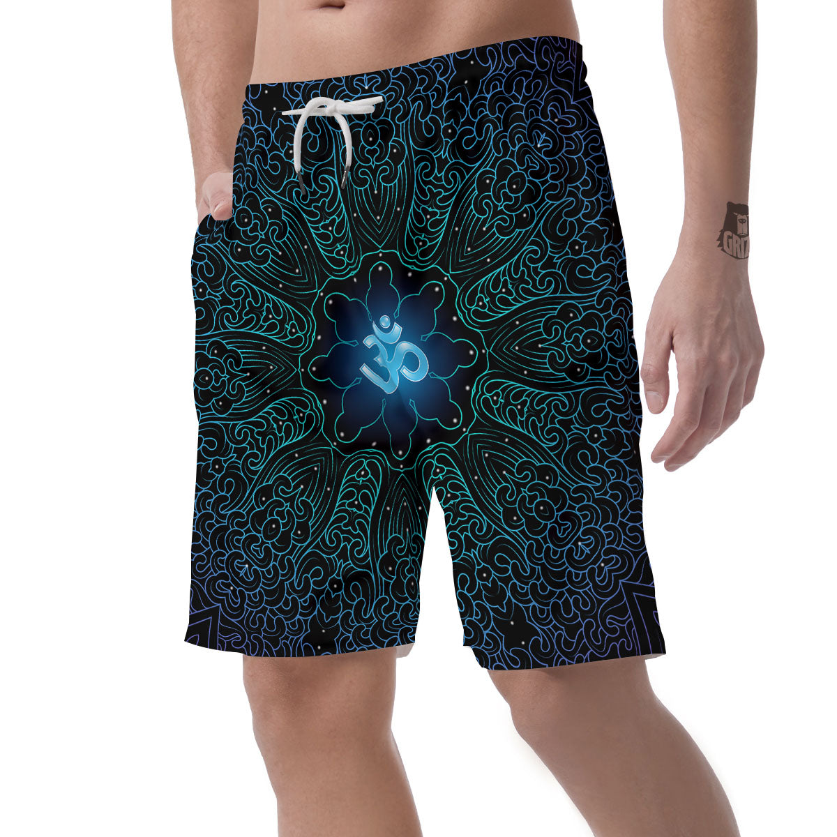 Om Psychedelic Print Men's Shorts-grizzshop