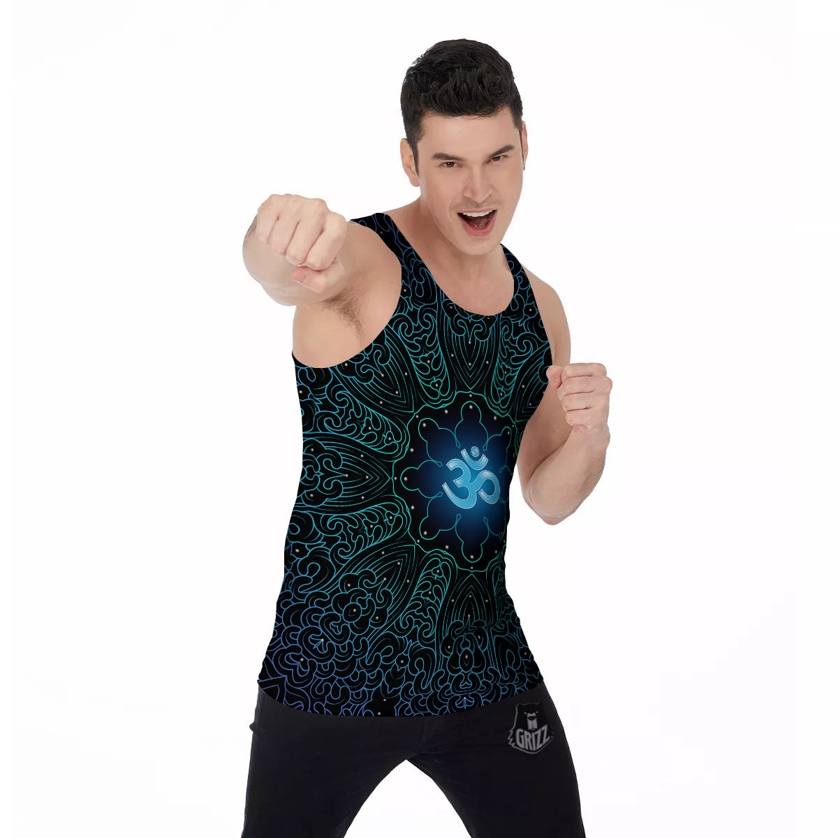Om Psychedelic Print Men's Tank Top-grizzshop