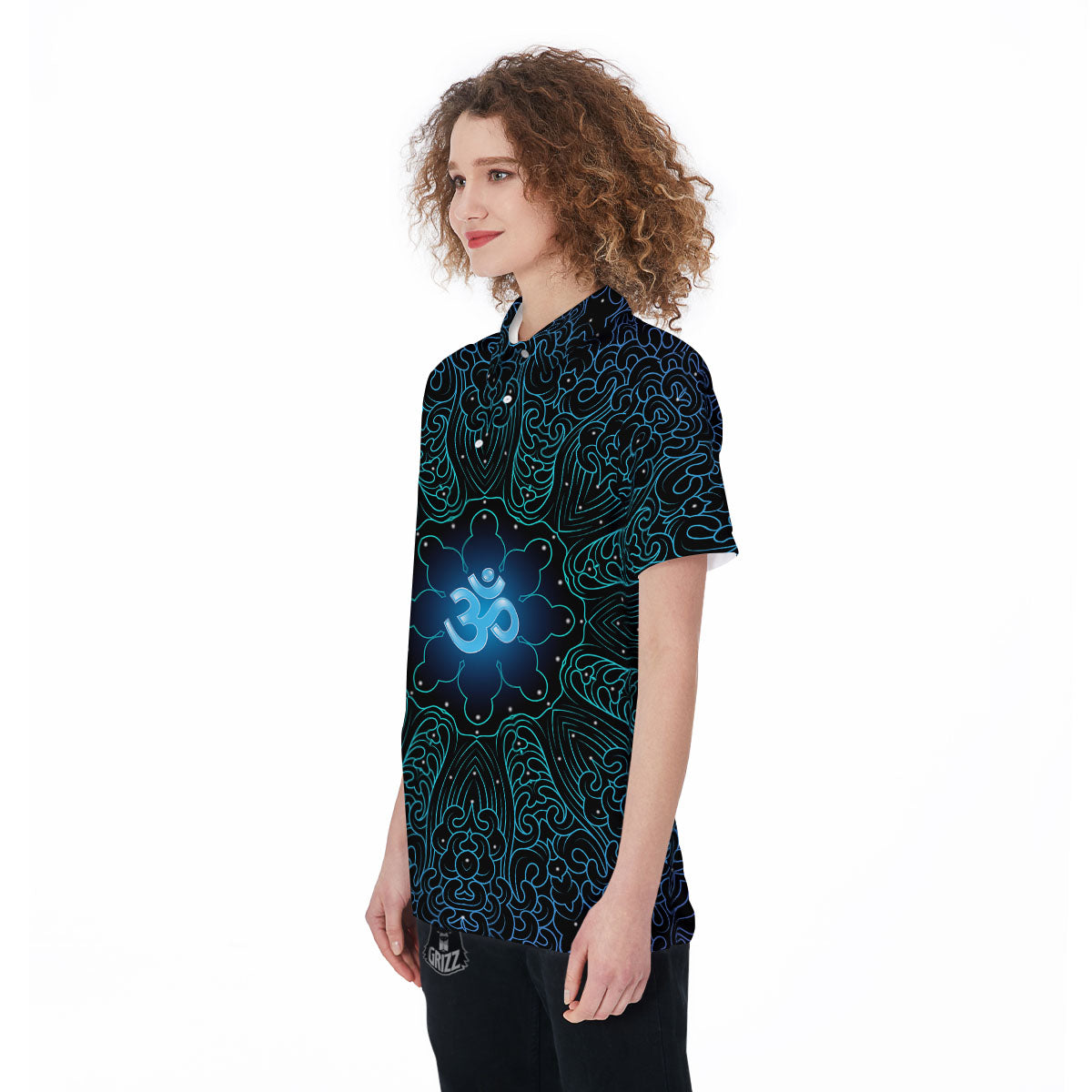 Om Psychedelic Print Women's Golf Shirts-grizzshop
