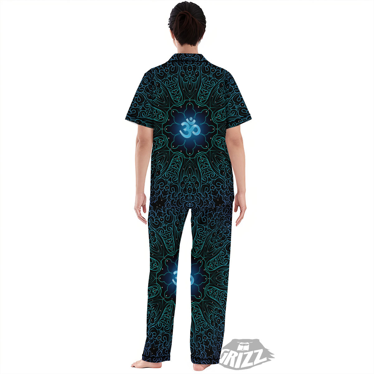 Om Psychedelic Print Women's Pajamas Set-grizzshop