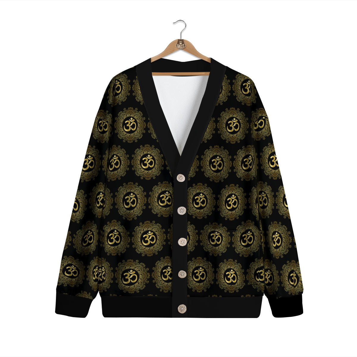 Om Sign Boho Print Pattern Cardigan-grizzshop