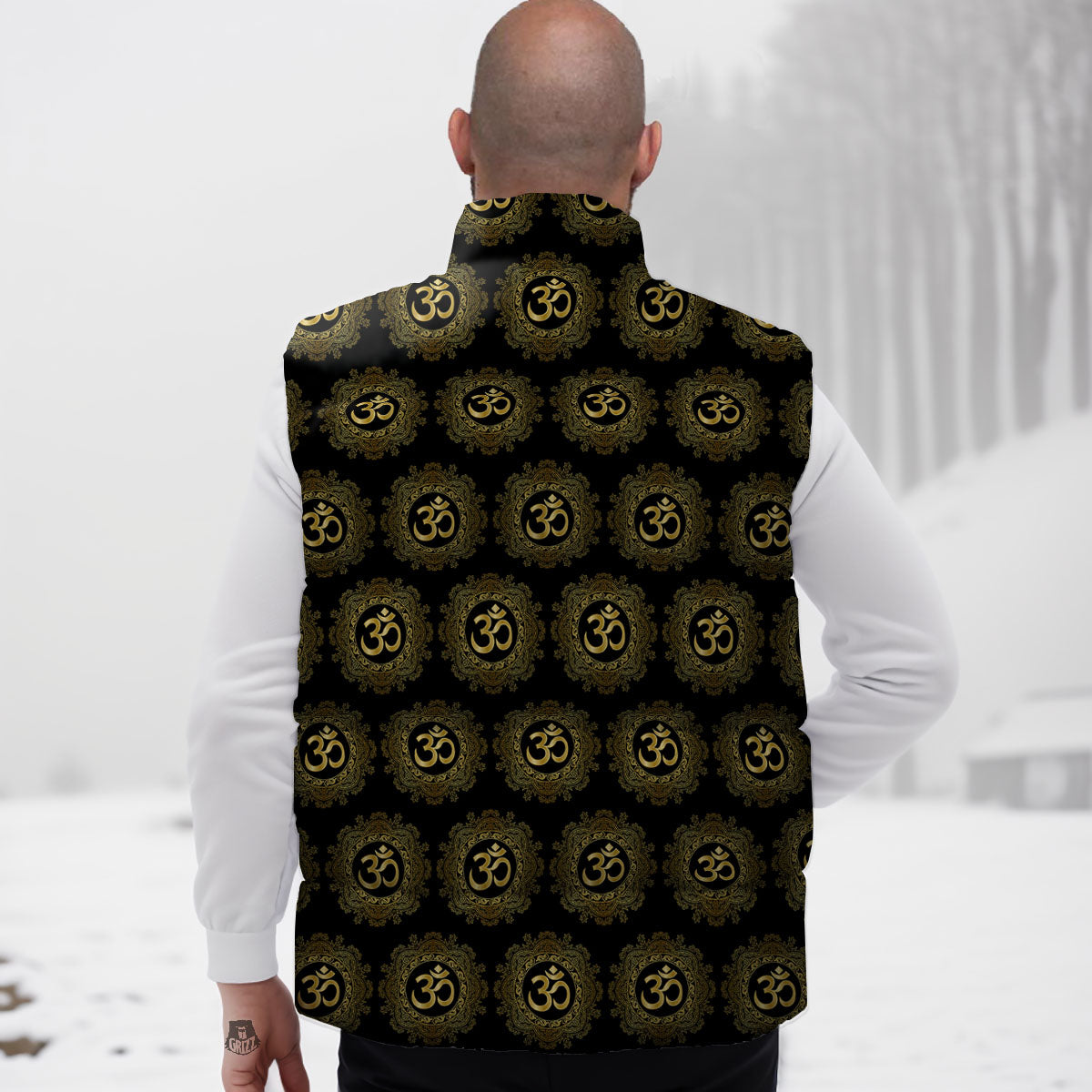 Om Sign Boho Print Pattern Down Vest-grizzshop