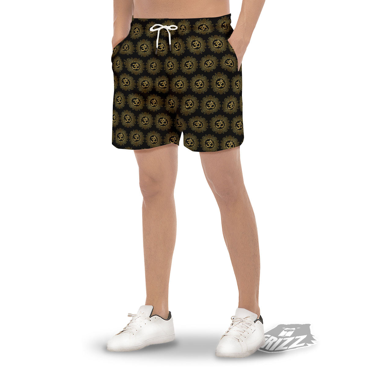 Om Sign Boho Print Pattern Men's Gym Shorts-grizzshop