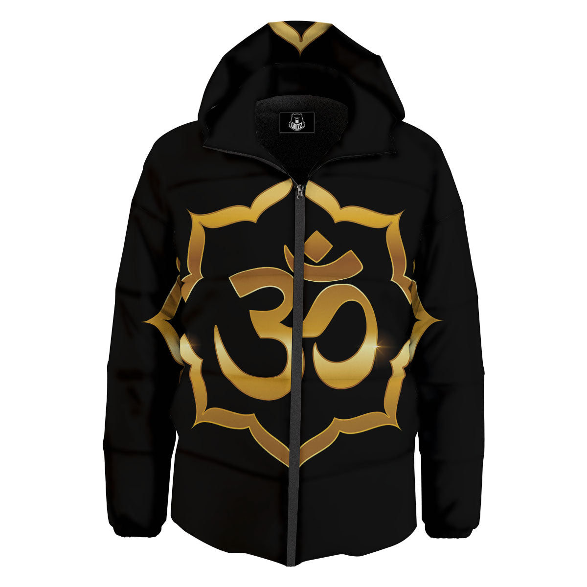 Om Sign Print Down Jacket-grizzshop