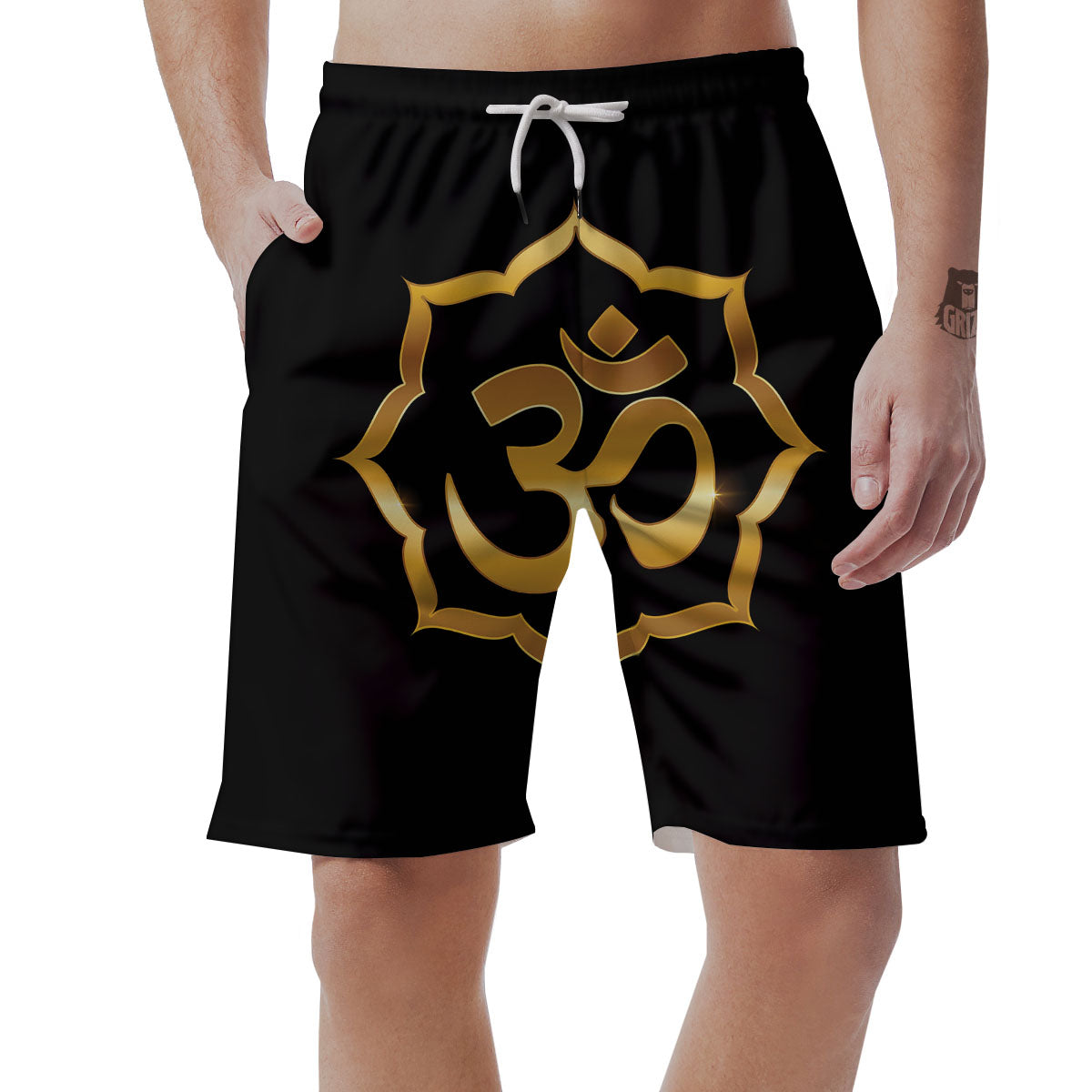 Om Sign Print Men's Shorts-grizzshop