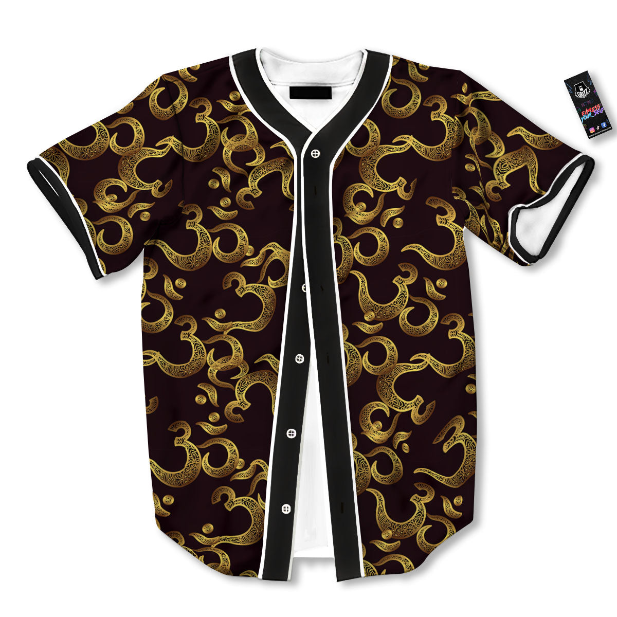 Om Sign Print Pattern Baseball Jersey-grizzshop