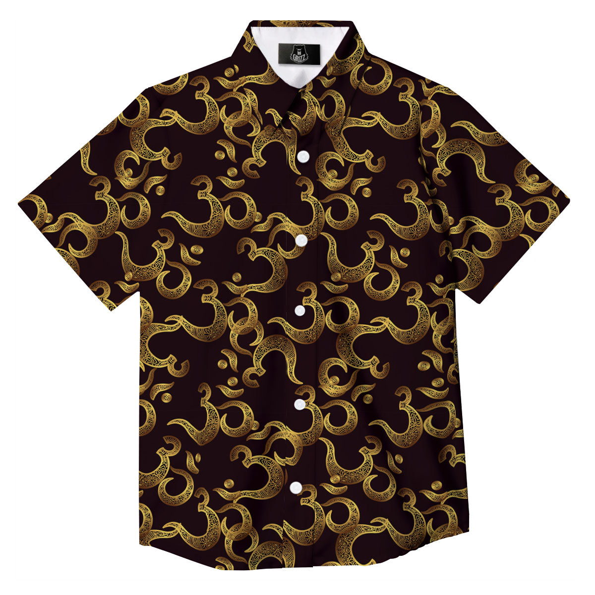 Om Sign Print Pattern Button Up Shirt-grizzshop