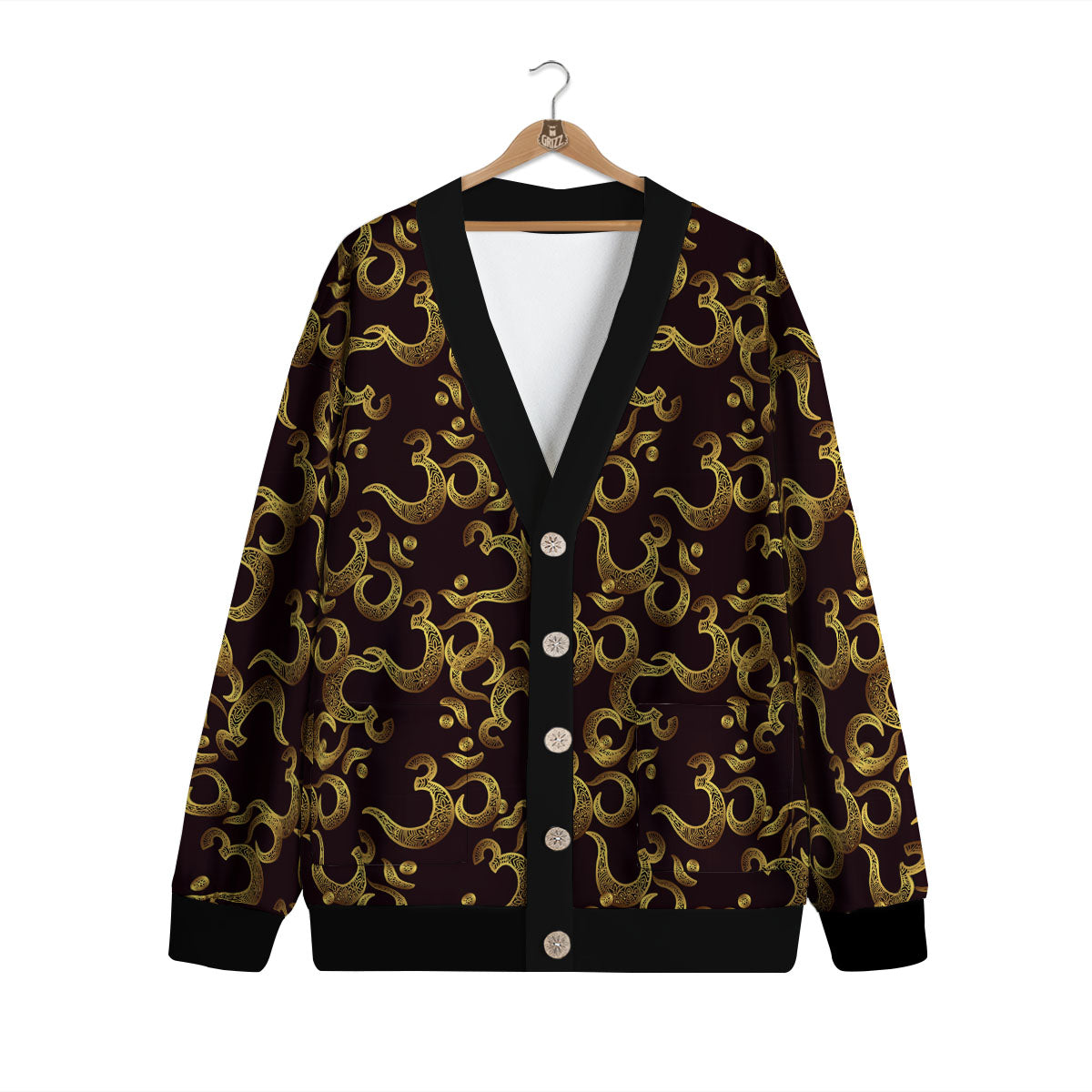 Om Sign Print Pattern Cardigan-grizzshop