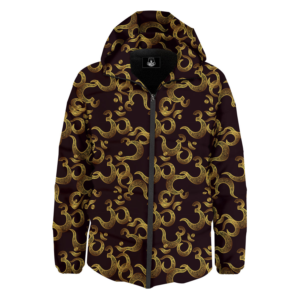 Om Sign Print Pattern Down Jacket-grizzshop