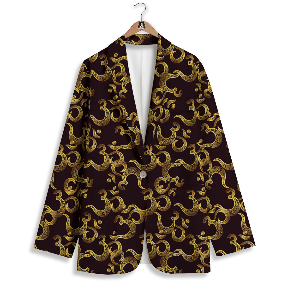 Om Sign Print Pattern Women's Blazer-grizzshop