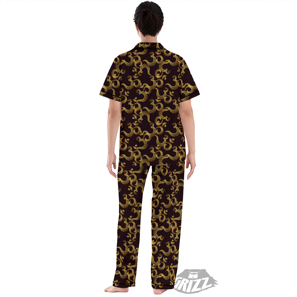 Om Sign Print Pattern Women's Pajamas Set-grizzshop