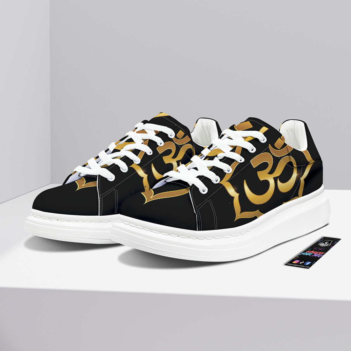 Om Sign Print Platform Shoes-grizzshop