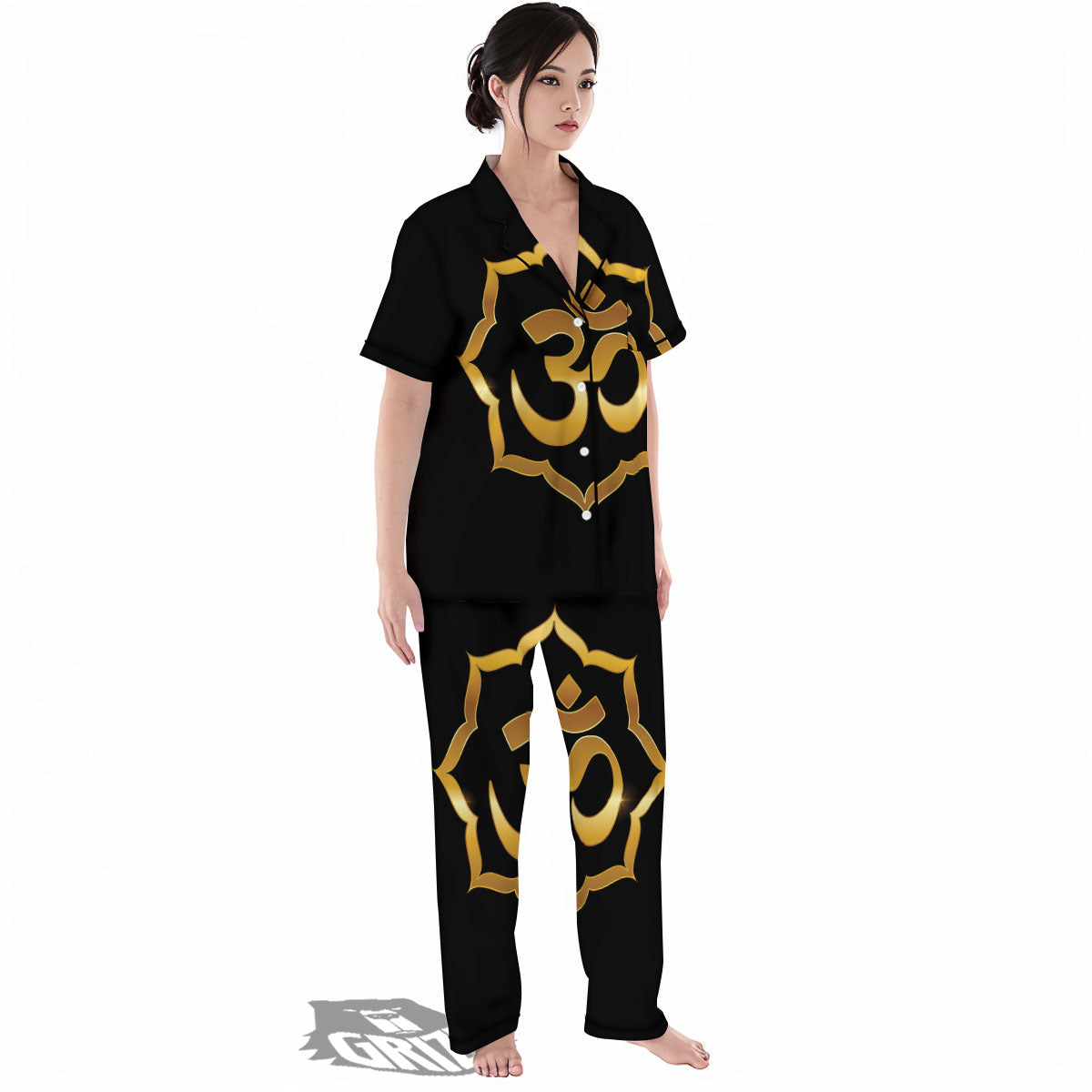 Om Sign Print Women's Pajamas Set-grizzshop