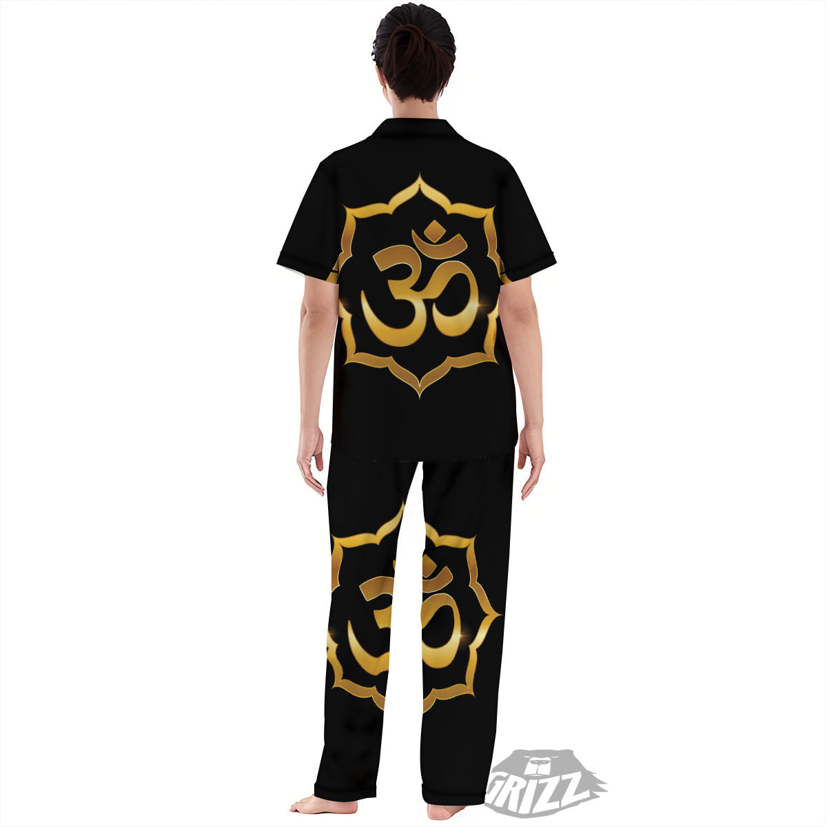 Om Sign Print Women's Pajamas Set-grizzshop