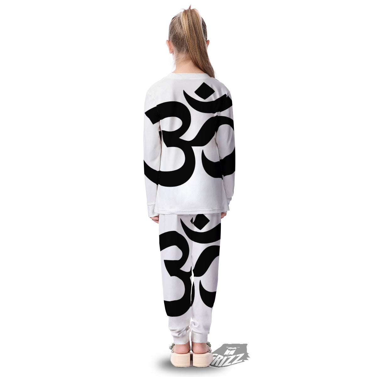 Om White And Black Print Kid's Pajamas-grizzshop
