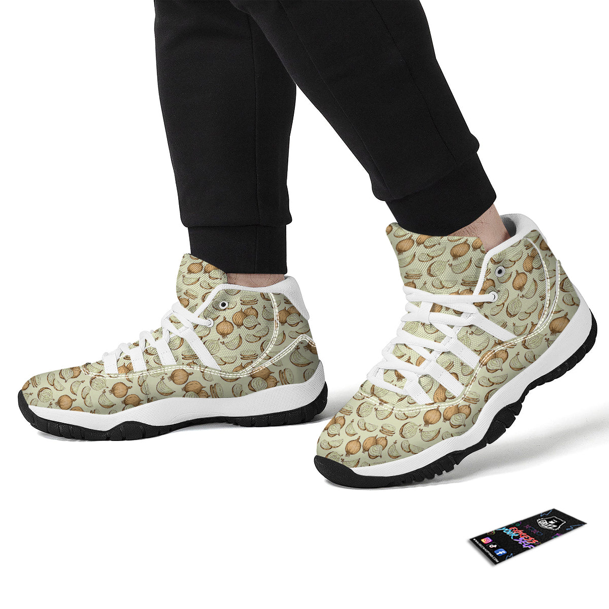 Onion Vintage Print Pattern White Bball Shoes-grizzshop