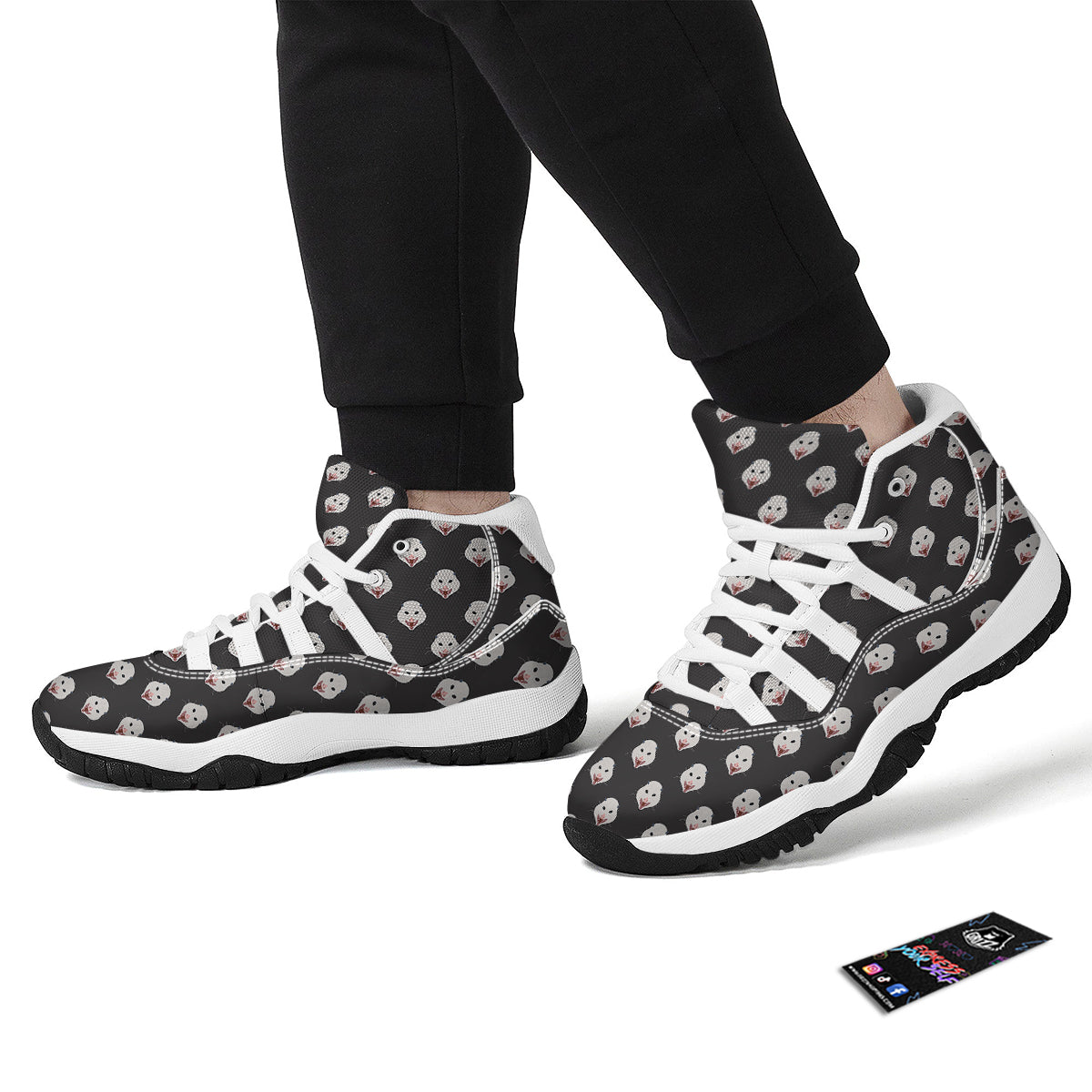 Opossum Black Print Pattern White Bball Shoes-grizzshop