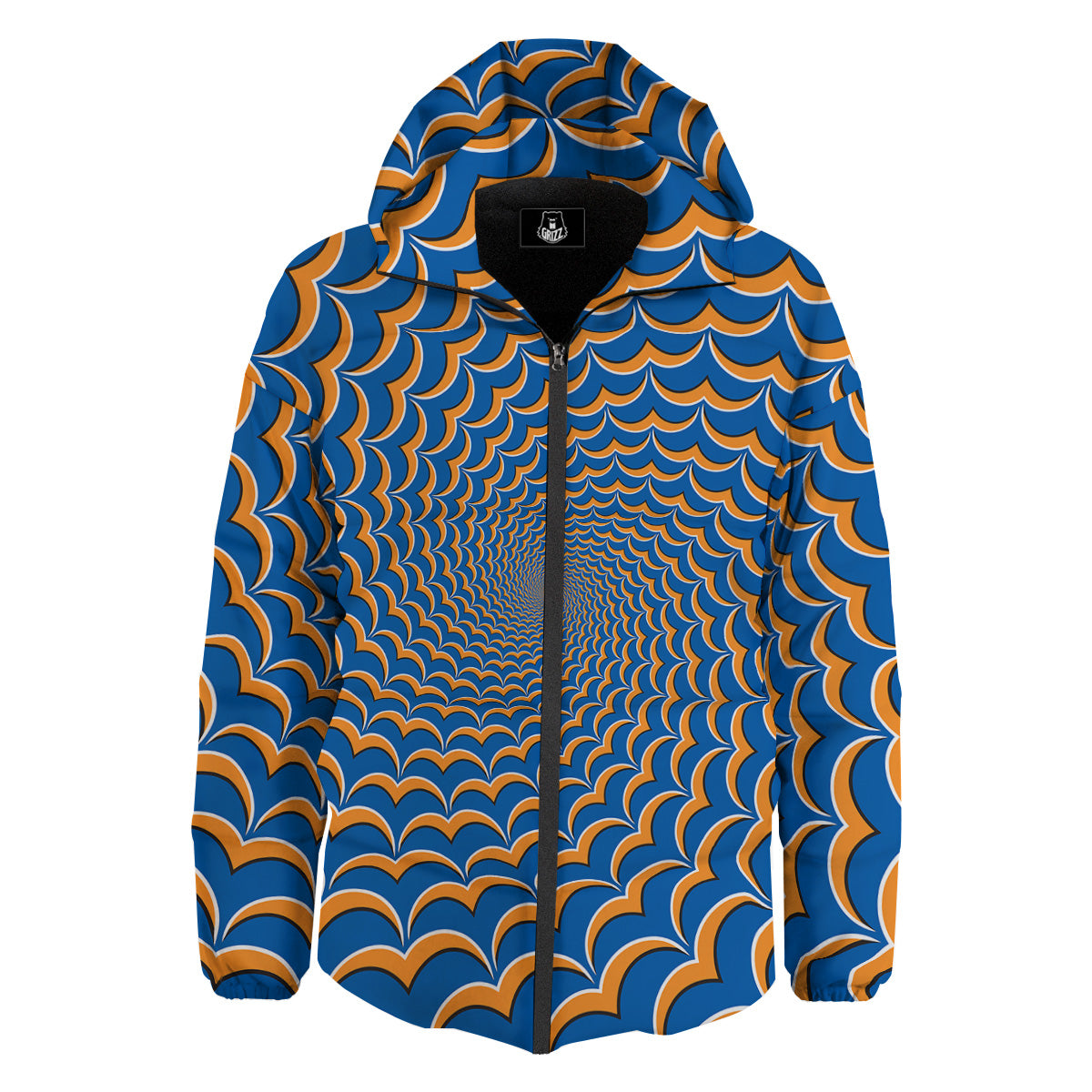 Optical Illusion Blue Expansion Moving Down Jacket-grizzshop