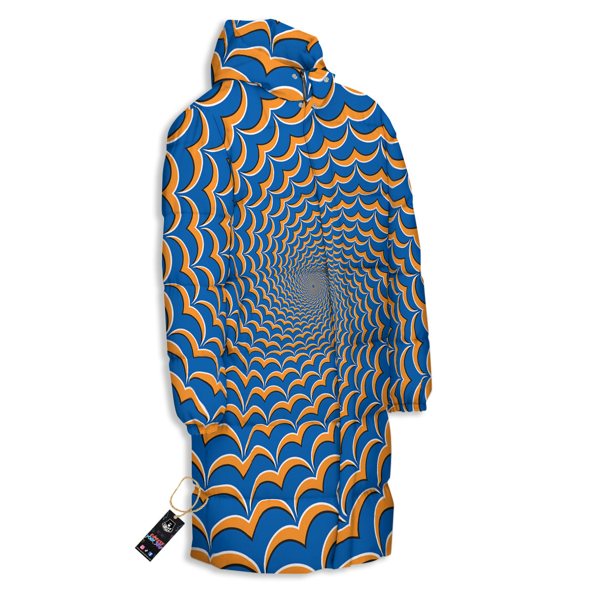 Optical Illusion Blue Expansion Moving Long Down Jacket-grizzshop