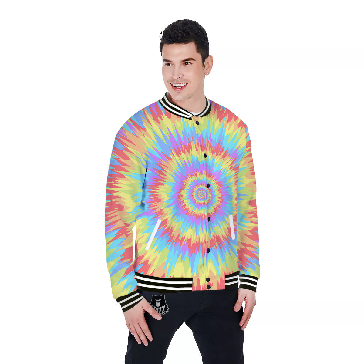 Optical Illusion Colorful Psychedelic Baseball Jacket-grizzshop