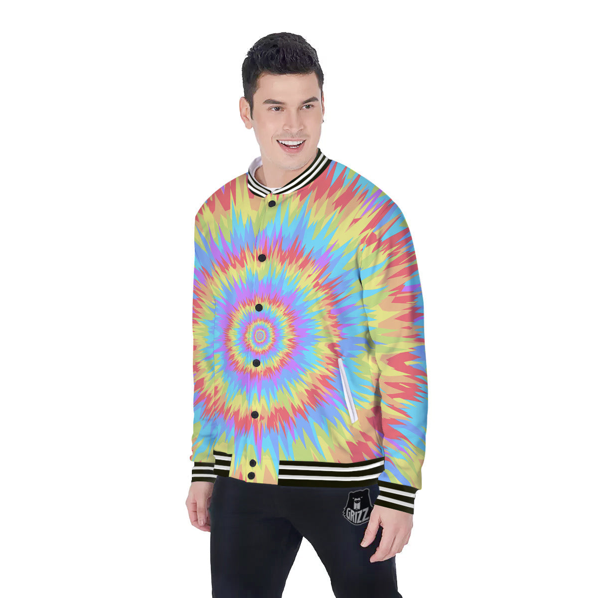Optical Illusion Colorful Psychedelic Baseball Jacket-grizzshop