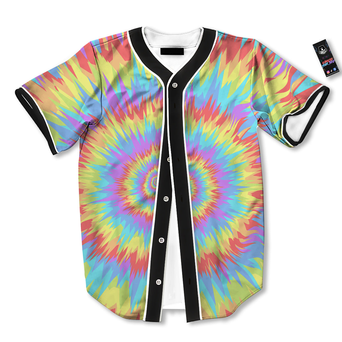 Optical Illusion Colorful Psychedelic Baseball Jersey-grizzshop