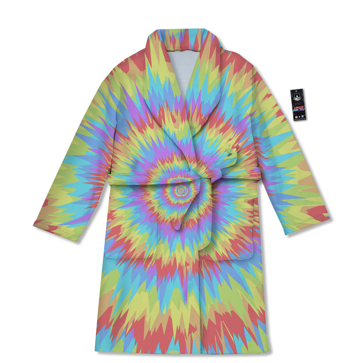 Optical Illusion Colorful Psychedelic Bathrobe-grizzshop