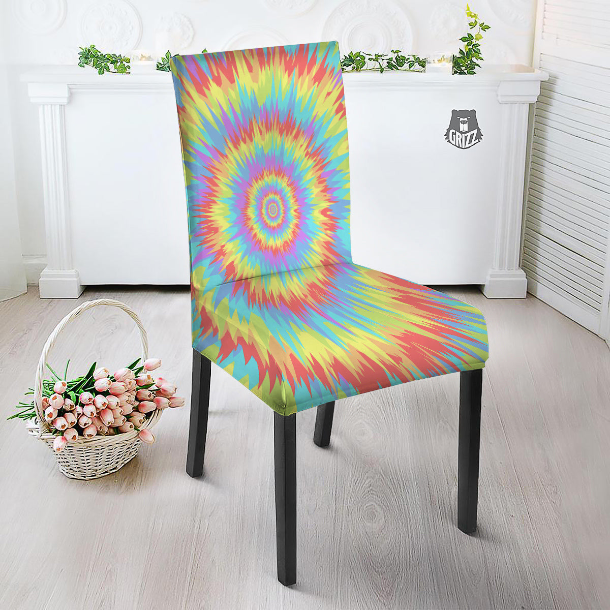 Optical Illusion Colorful Psychedelic Dining Chair Slipcover-grizzshop
