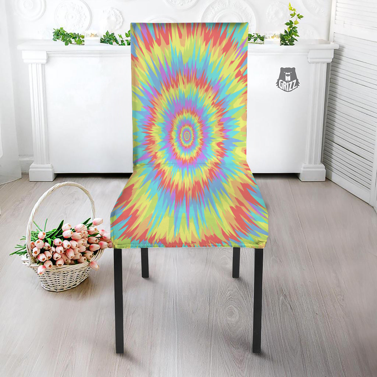 Optical Illusion Colorful Psychedelic Dining Chair Slipcover-grizzshop
