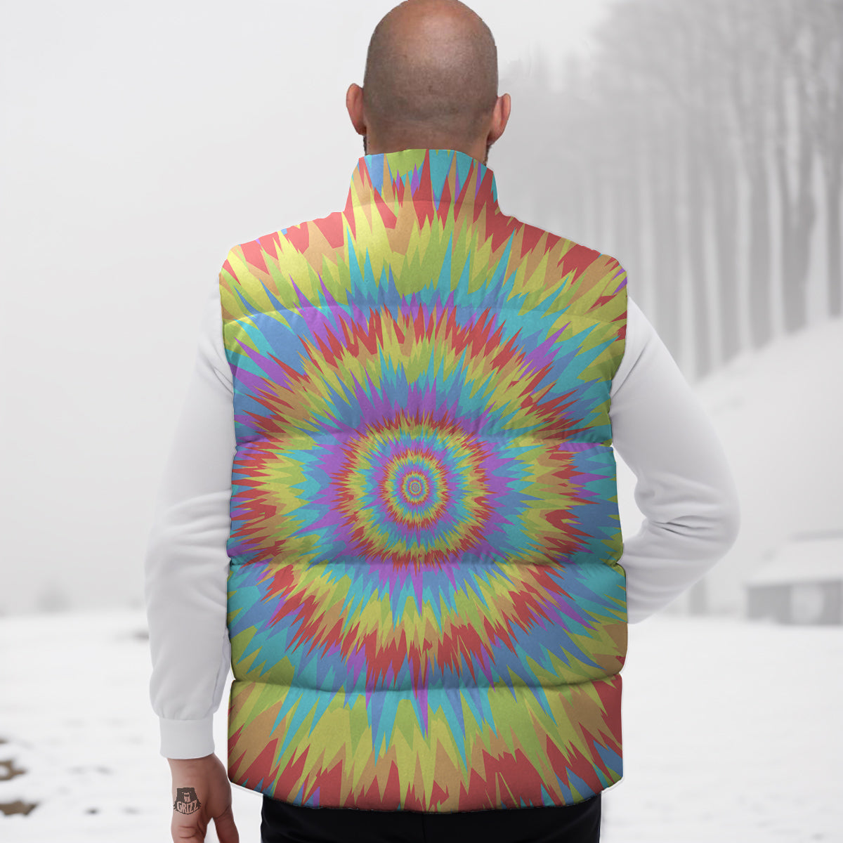 Optical Illusion Colorful Psychedelic Down Vest