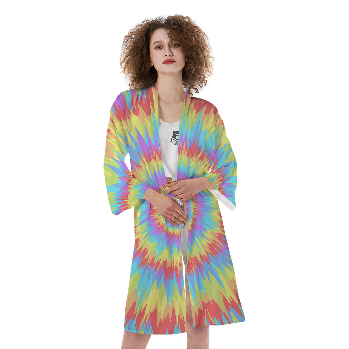 Optical Illusion Colorful Psychedelic Kimono-grizzshop