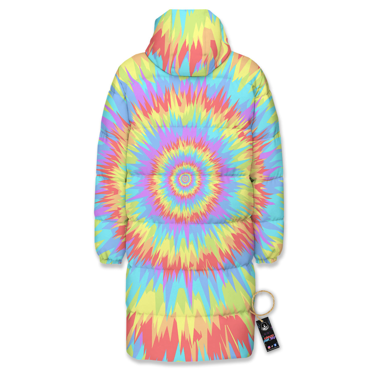 Optical Illusion Colorful Psychedelic Long Down Jacket-grizzshop