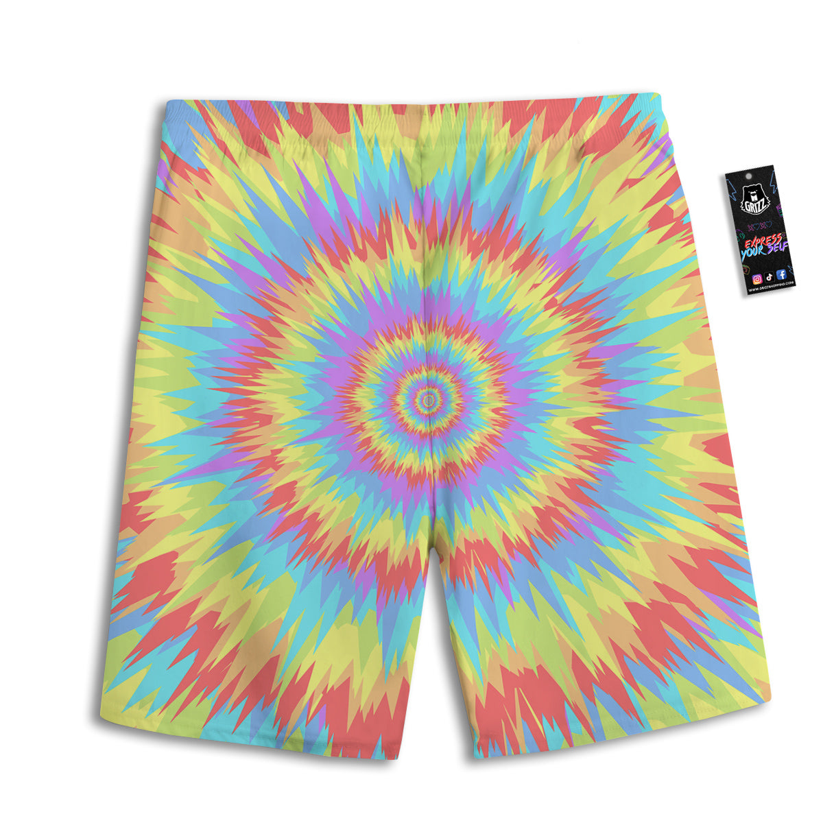 Optical Illusion Colorful Psychedelic Men's Athletic Shorts