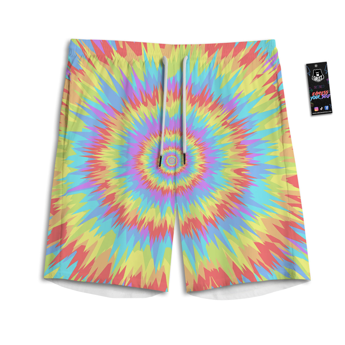 Optical Illusion Colorful Psychedelic Men's Athletic Shorts