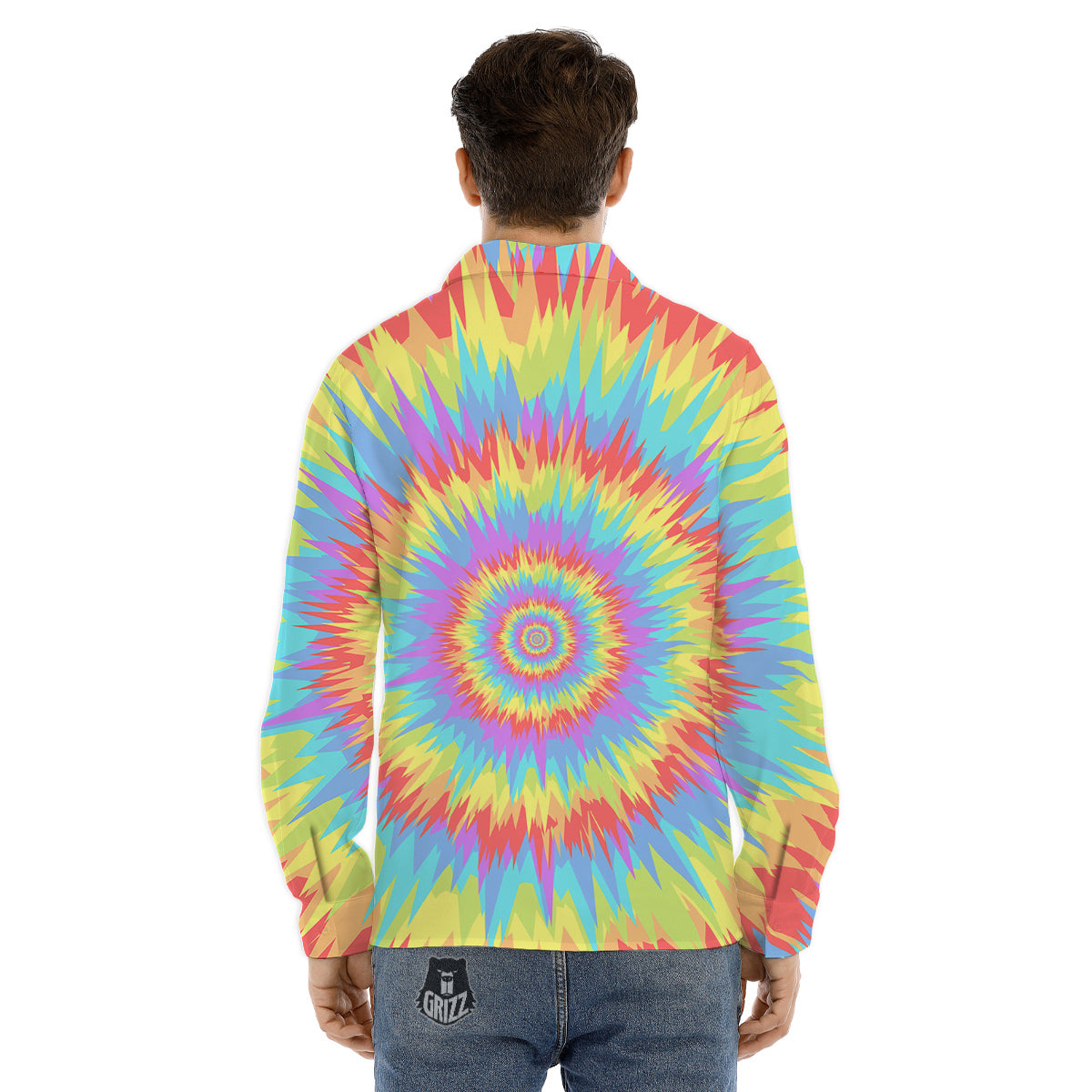 Optical Illusion Colorful Psychedelic Men's Dress Shirts-grizzshop