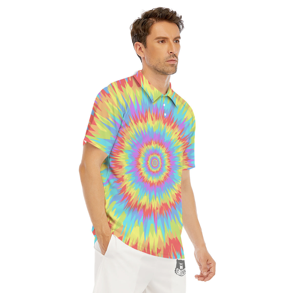 Optical Illusion Colorful Psychedelic Men's Golf Shirts-grizzshop