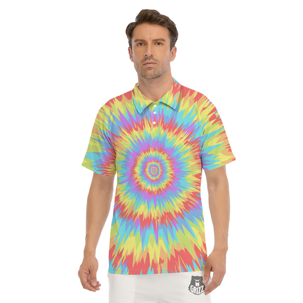 Optical Illusion Colorful Psychedelic Men's Golf Shirts-grizzshop