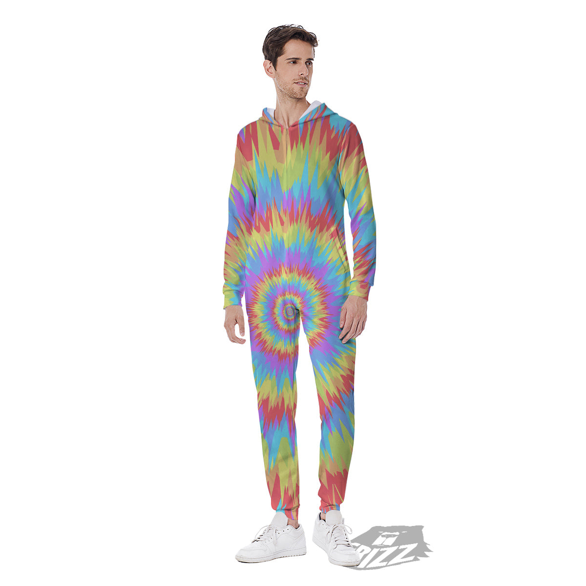 Optical Illusion Colorful Psychedelic Men's Jumpsuit-grizzshop