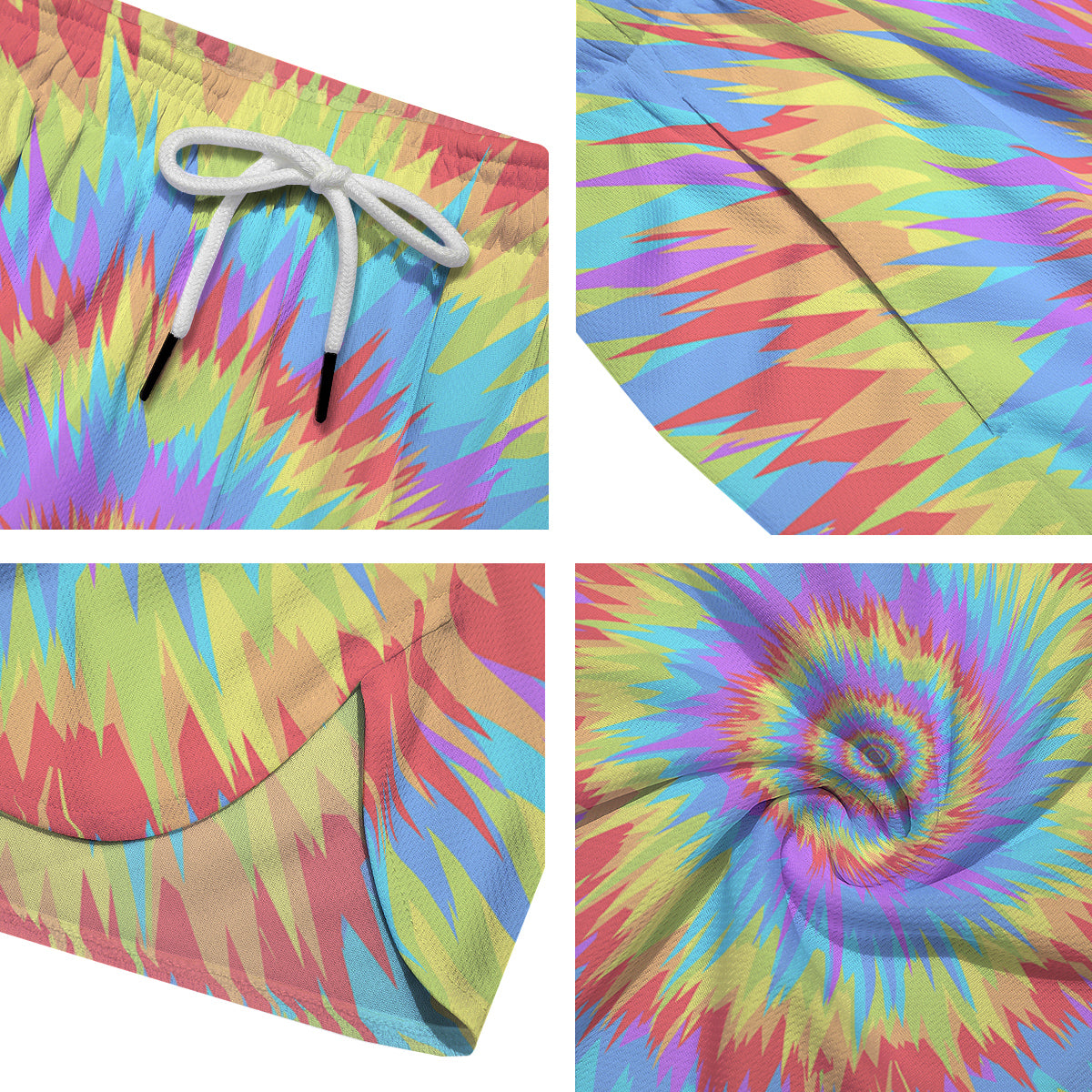 Optical Illusion Colorful Psychedelic Men's Running Shorts-grizzshop