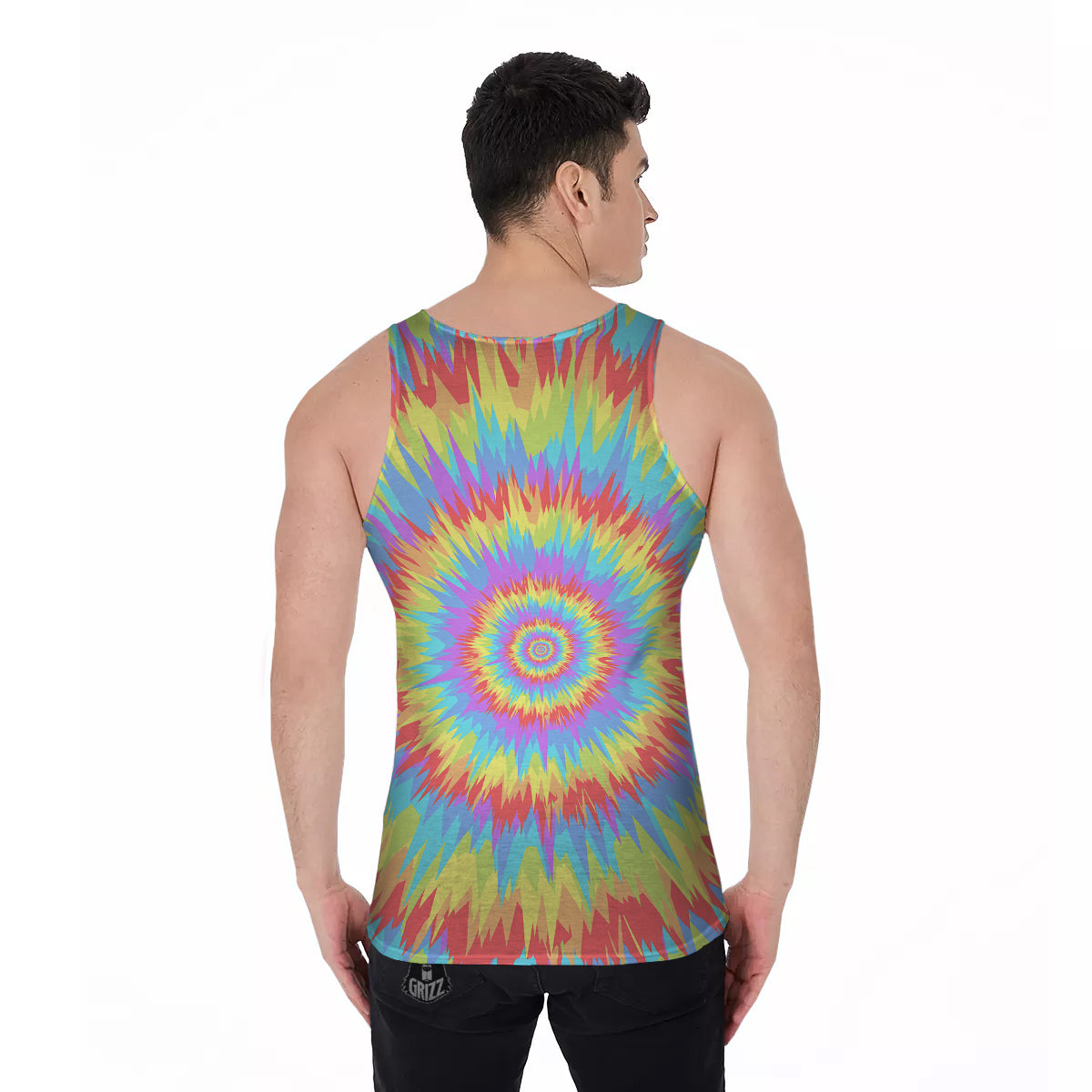 Optical Illusion Colorful Psychedelic Men's Tank Top-grizzshop